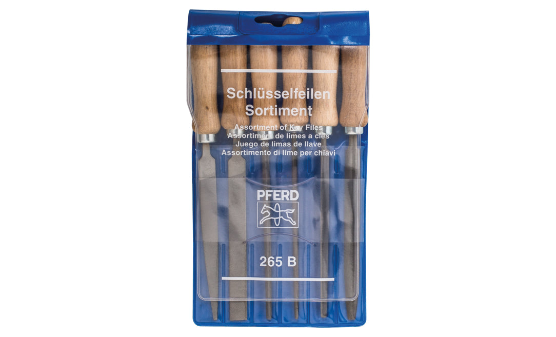 PFERD Schlüsselfeilen-Set – 100 mm, Holzgriff, 6er-Pack