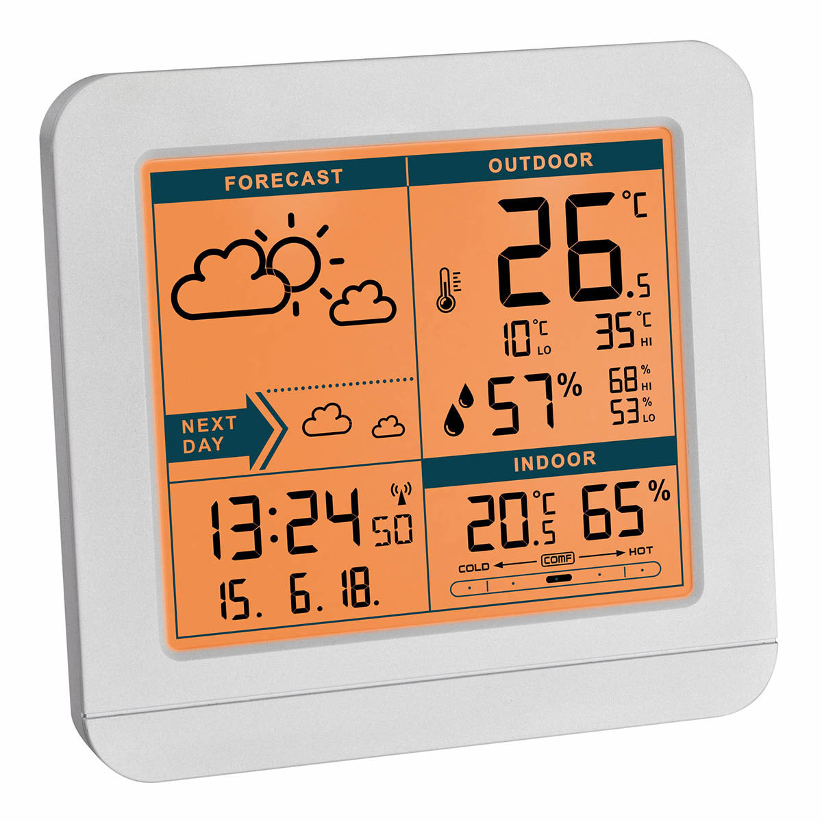 TFA-Dostmann TFA Dostmann Sky – Wetterstation, Funk, innen/aussen, Hygrometer & Thermometer, inkl. Aussensensor – Weiss