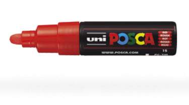 Uni-Ball POSCA PC-7M Kreativ-/Pigmentmarker – Rundspitze 4,5–5,5 mm, rot, feucht abwischbar – für viele Oberflächen
