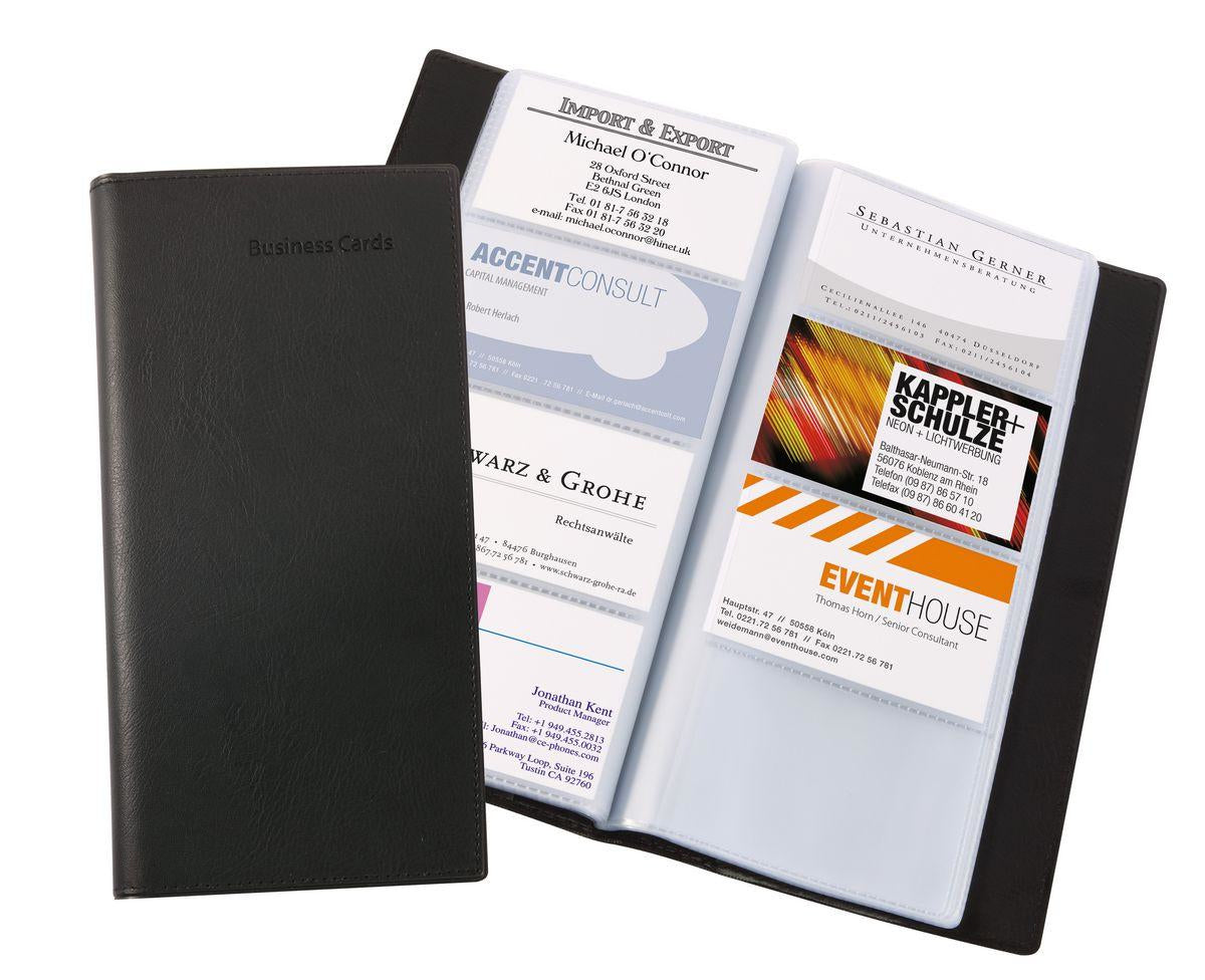 Sigel Visitenkartenalbum – 192 Karten, für Visitenkarten 90 × 58 mm, schwarz, Kunststoff