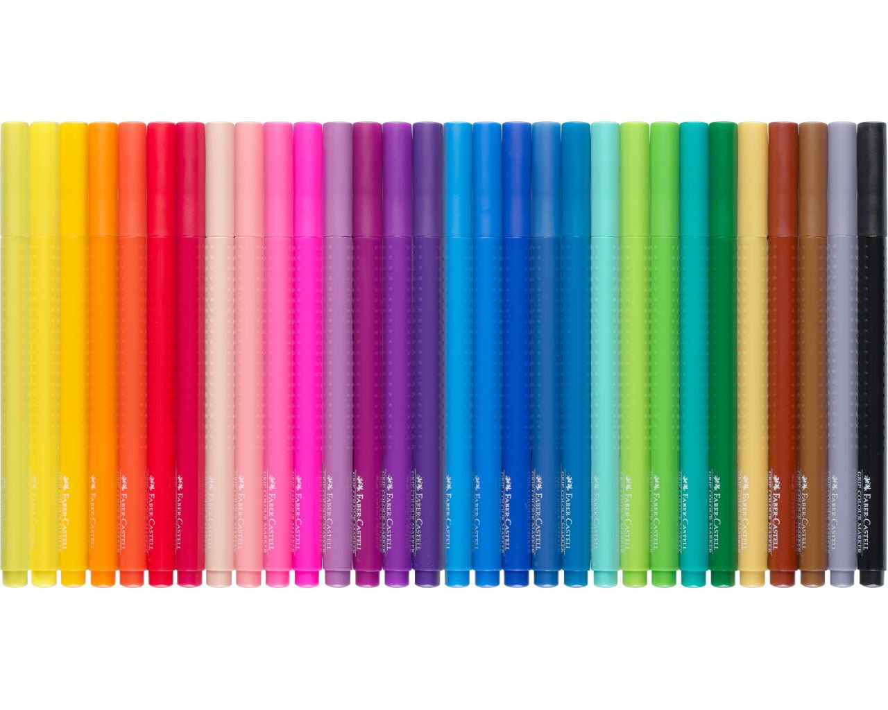 Faber-Castell Grip Filzstift – Rundspitze, 3 mm, wasserfest, mehrfarbig, 30er Set