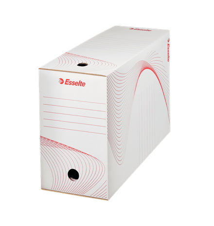 Esselte Archivschachtel – für A4, B 150 × H 345 × T 245 mm, mit Griffloch, weiss, Karton, 25 Stück