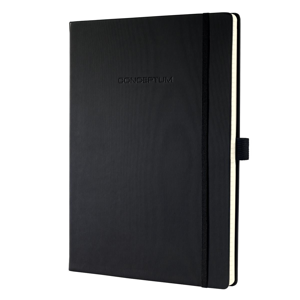 Sigel Notizbuch, 213 × 295 mm, punktkariert, Fadenheftung, 194 Seiten, 80 g/m² – schwarz