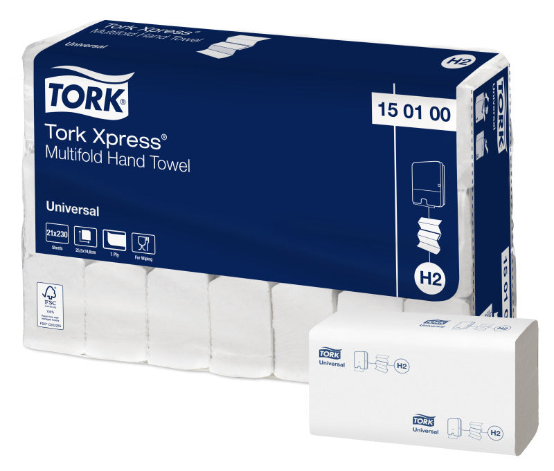 Tork Falthandtuch – Z-Falz, 1-lagig, weiss, 196 × 255 mm, für Tork H2, 21×230 Stk.