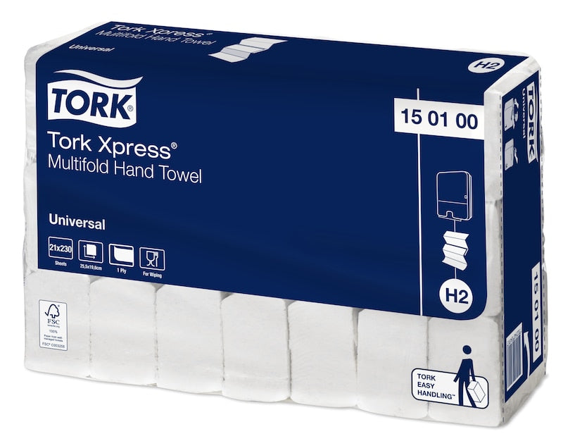 Tork Falthandtuch – Z-Falz, 1-lagig, weiss, 196 × 255 mm, für Tork H2, 21×230 Stk.