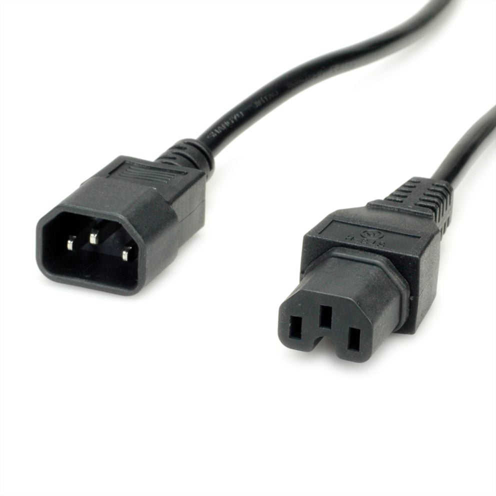 VALUE Netzkabel – IEC C14–IEC C15, 3 m, 250 V/10 A, schwarz