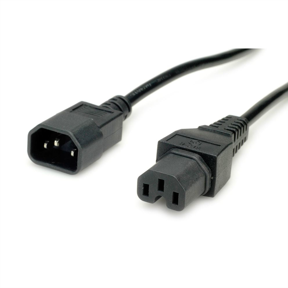 VALUE Netzkabel – IEC C14–IEC C15, 3 m, 250 V/10 A, schwarz