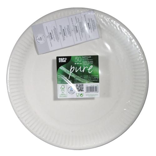 Papstar Papier/Karton Teller, rund – Ø 29 cm, weiss – FSC – 50 Stk.