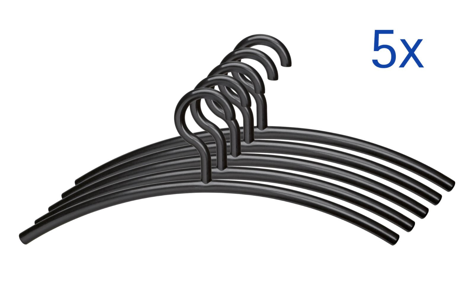 MAUL Kleiderbügel – ABS-Kunststoff, Schwarz, 45,5 × 19 × 1,6 cm – 5er-Pack