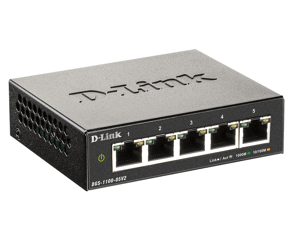 D-Link DGS-1100-05V2 – Managed L2 Switch – 5× 1G, Desktop