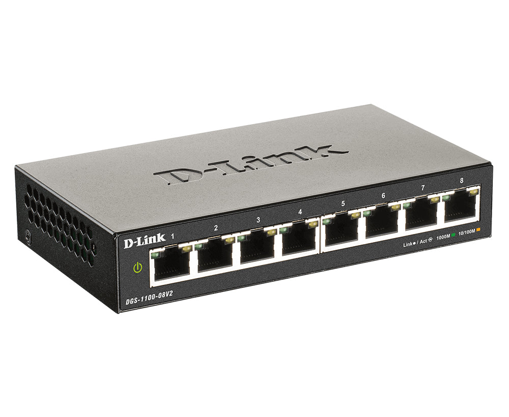 D-Link DGS-1100-08V2 – Managed L2 Switch – 8× 1G, Desktop