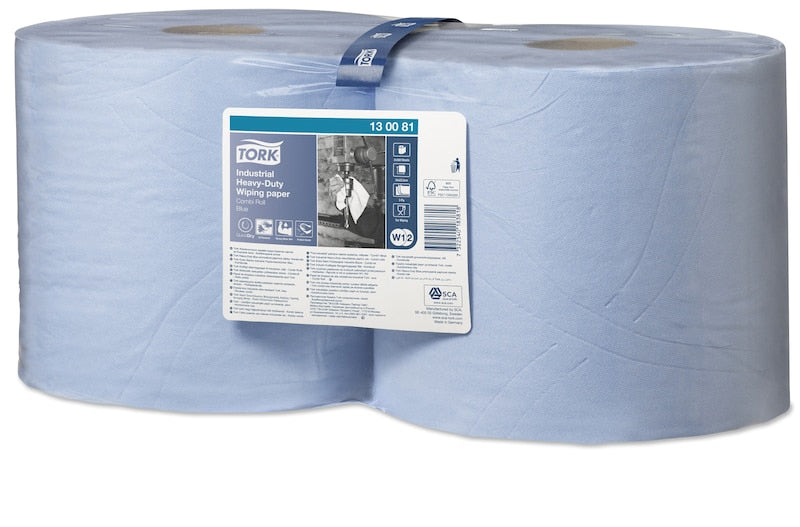 Tork Putzrolle Industrie – 3-lagig – 23,5 × 34 cm – 350 Blatt – blau – 2 Rollen