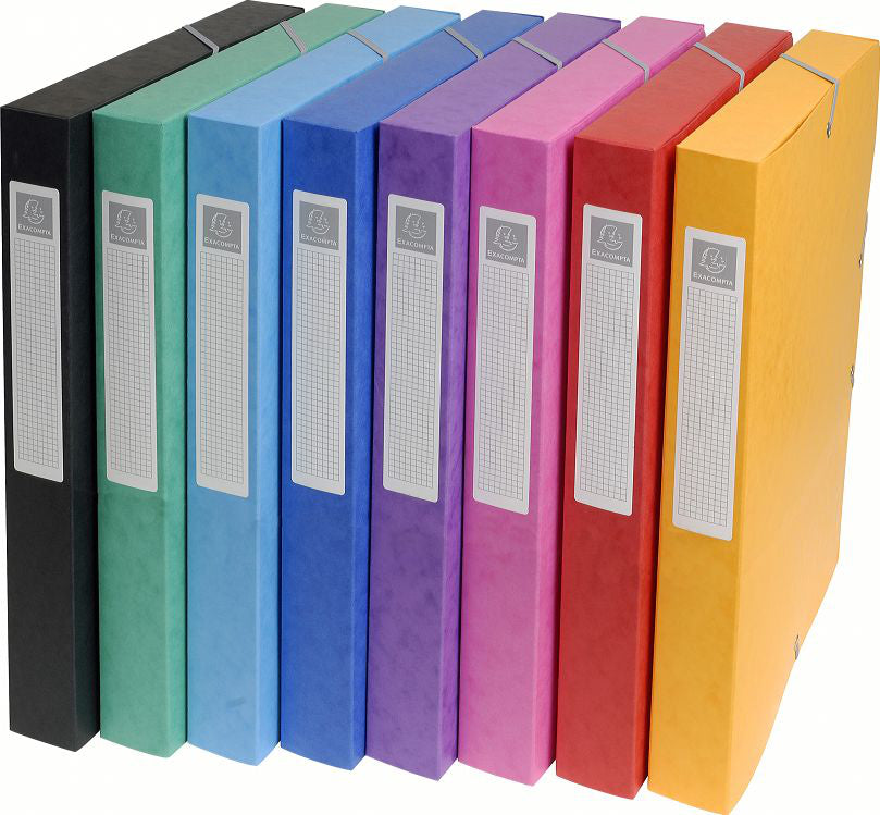 Exacompta Gummibandmappe – für A4, Gummiband, Karton, mehrfarbig, beschriftbares Rückenschild, 8 Stk.