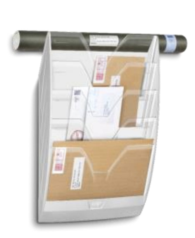 CEP Wandprospekthalter – für 24×32 cm – 5 Fächer – weiss – Polystyrol (PS) – 350×120×580 mm – 1 Stk.