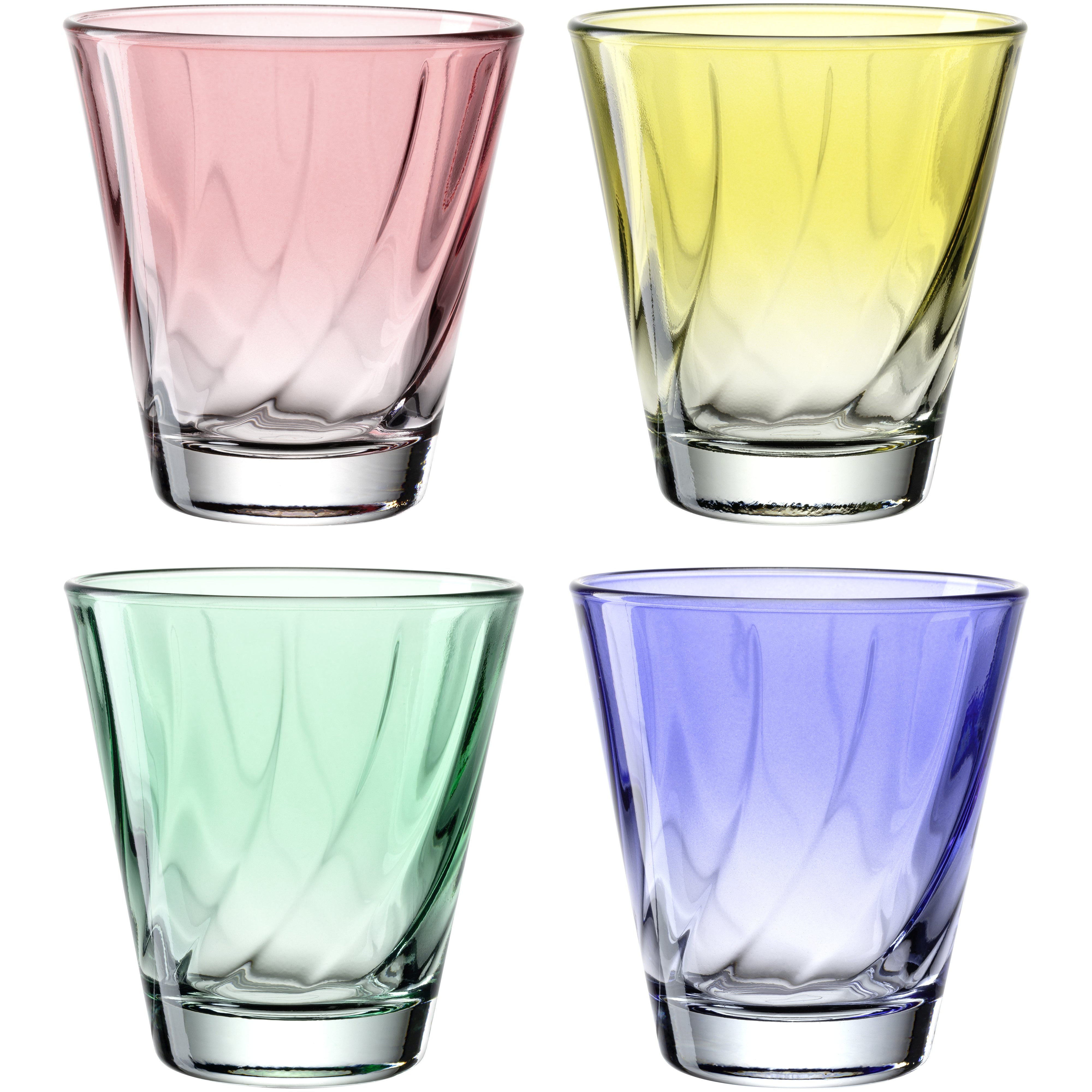 LEONARDO Trinkglas – 0,22 l, Glas, Mehrfarbig, Spülmaschinenfest, 4 Stück