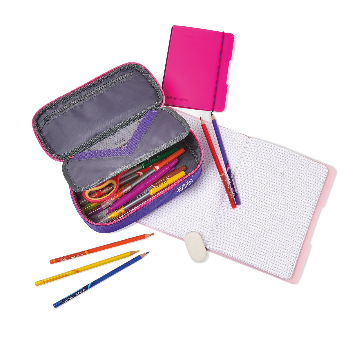 Herlitz my.book flex Notizheft – A5 – kariert – 40 Blatt – 80 g/m² – Wechselcover, Verschlussgummi, rosé