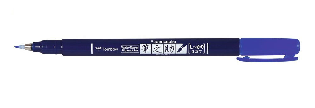 Tombow Fudenosuke Hard Kalligrafiestift – Pinselspitze, wasserbasiert, blau