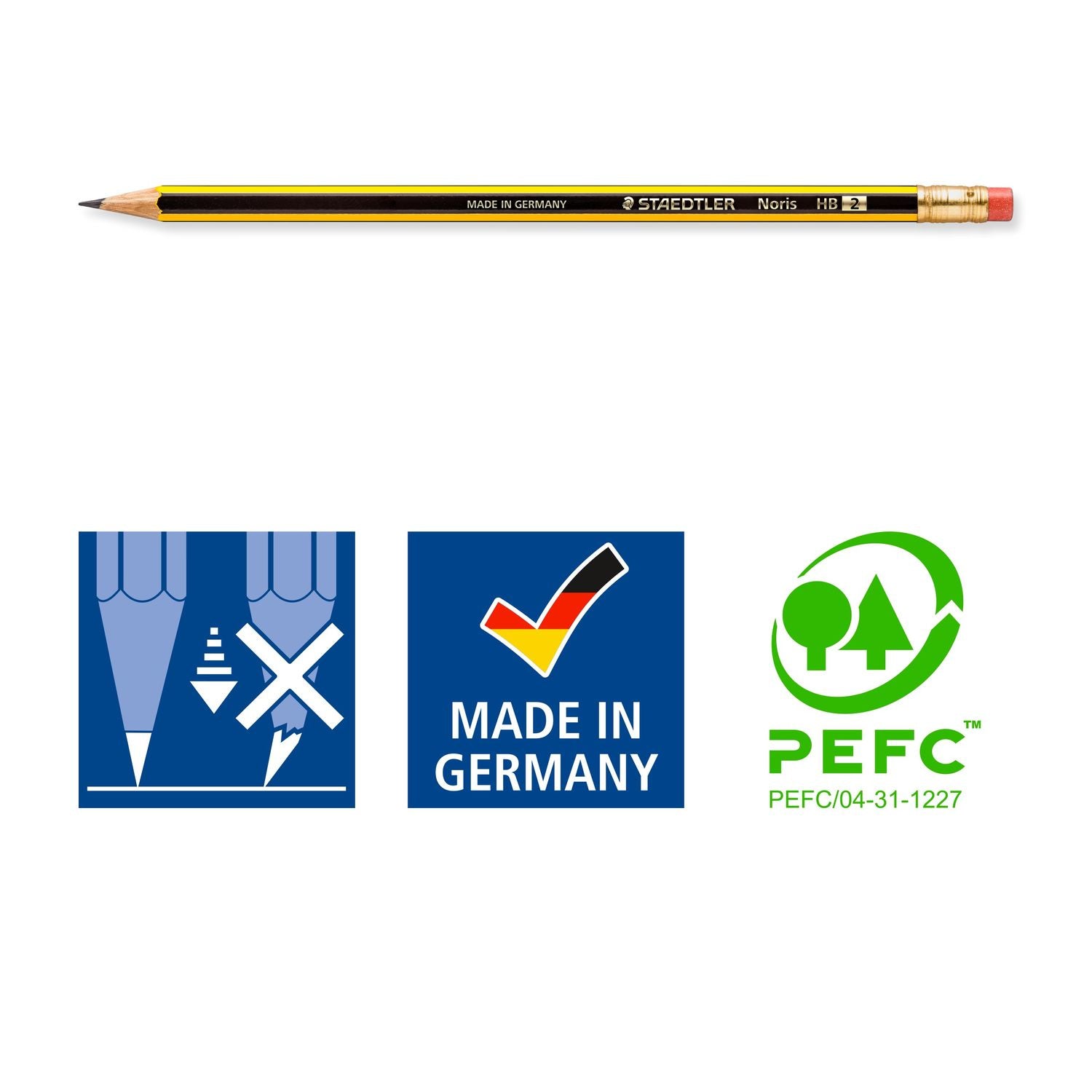 Staedtler Noris Bleistifte HB, sechseckig, mit Radierer – 72er-Display