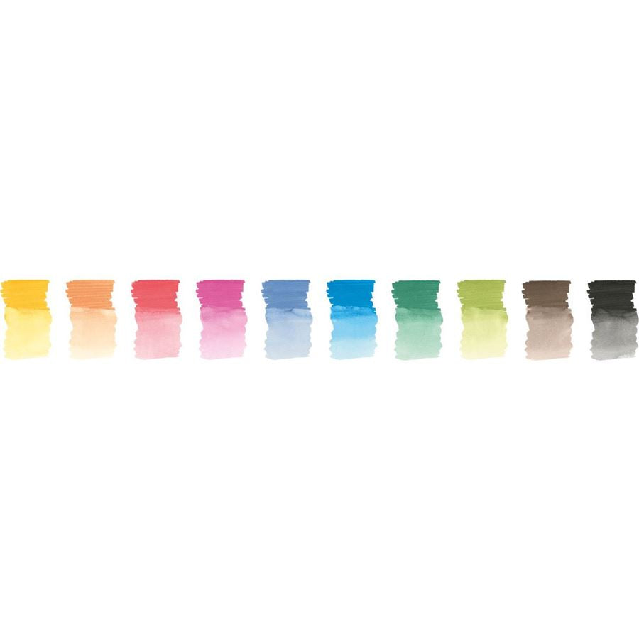 Faber-Castell Albrecht Dürer Pinselstift – Doppelspitze, Pinsel + Faserspitze, wasservermalbar, 10 Farben
