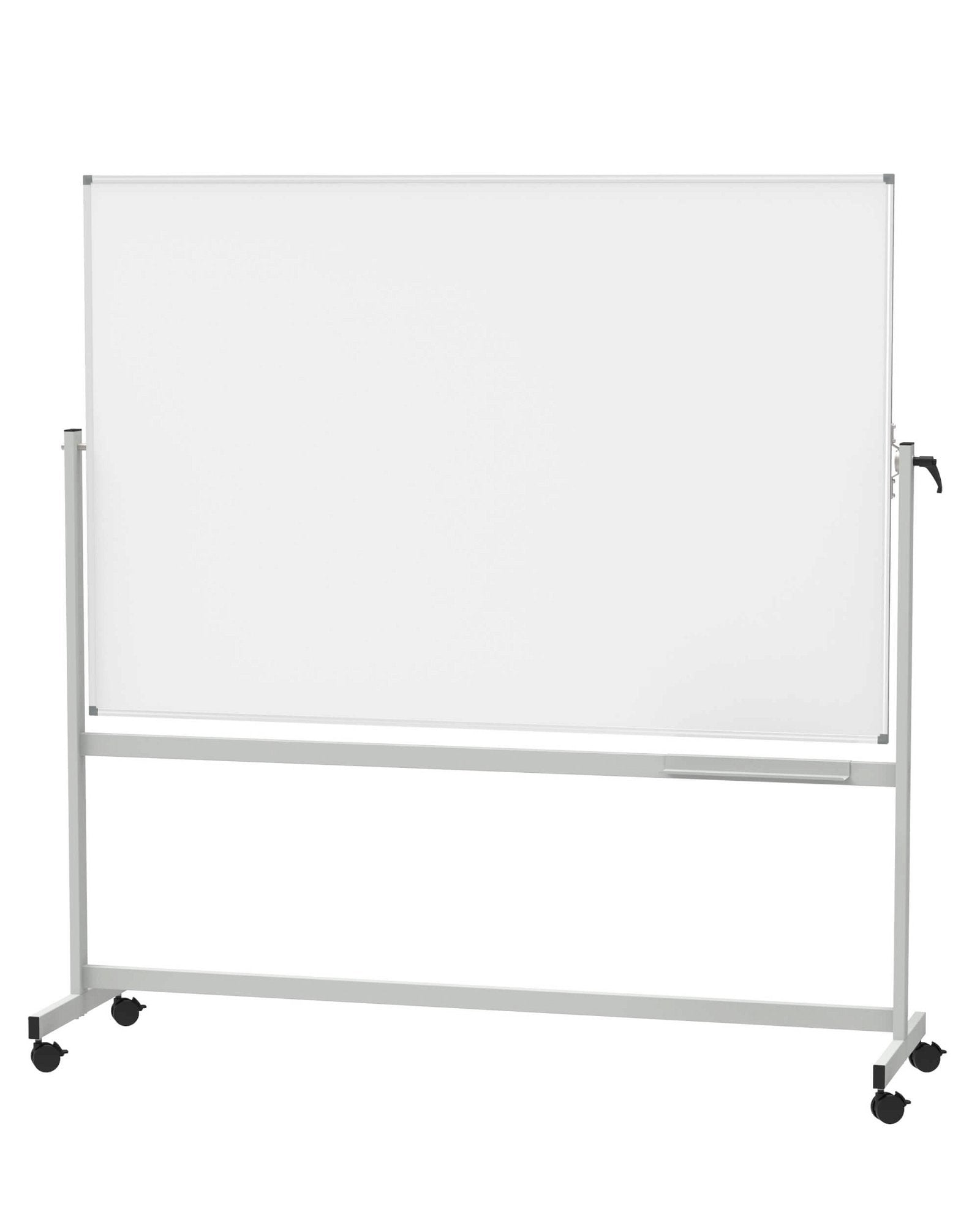 MAUL Whiteboard – 180 × 120 cm, lackierter Stahl, Alu-Rahmen, grau, mit Ständer, beidseitig