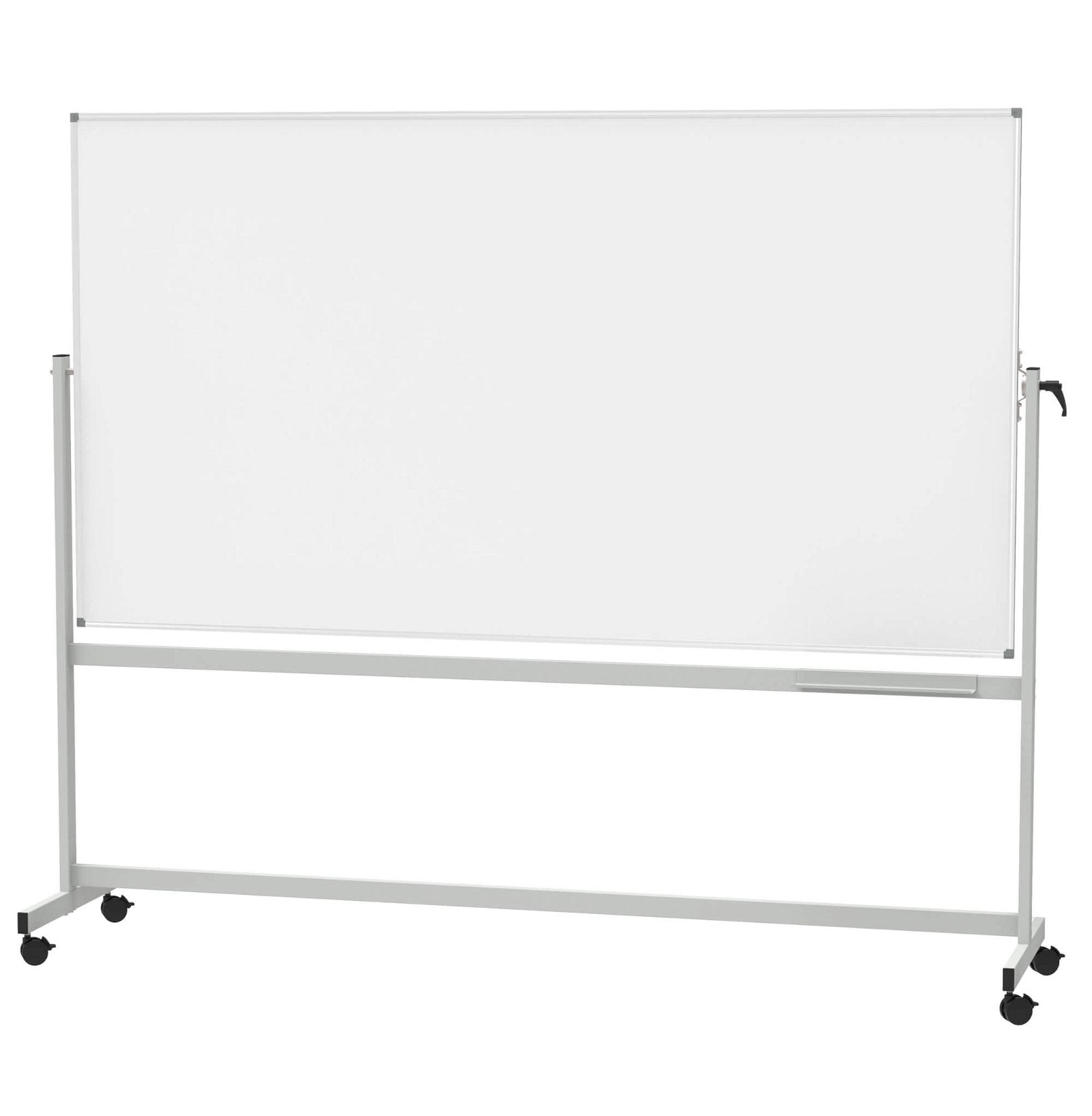 MAUL Whiteboard – 220 × 120 cm, lackierter Stahl, Aluminiumrahmen, mit Ständer, beidseitig, drehbar