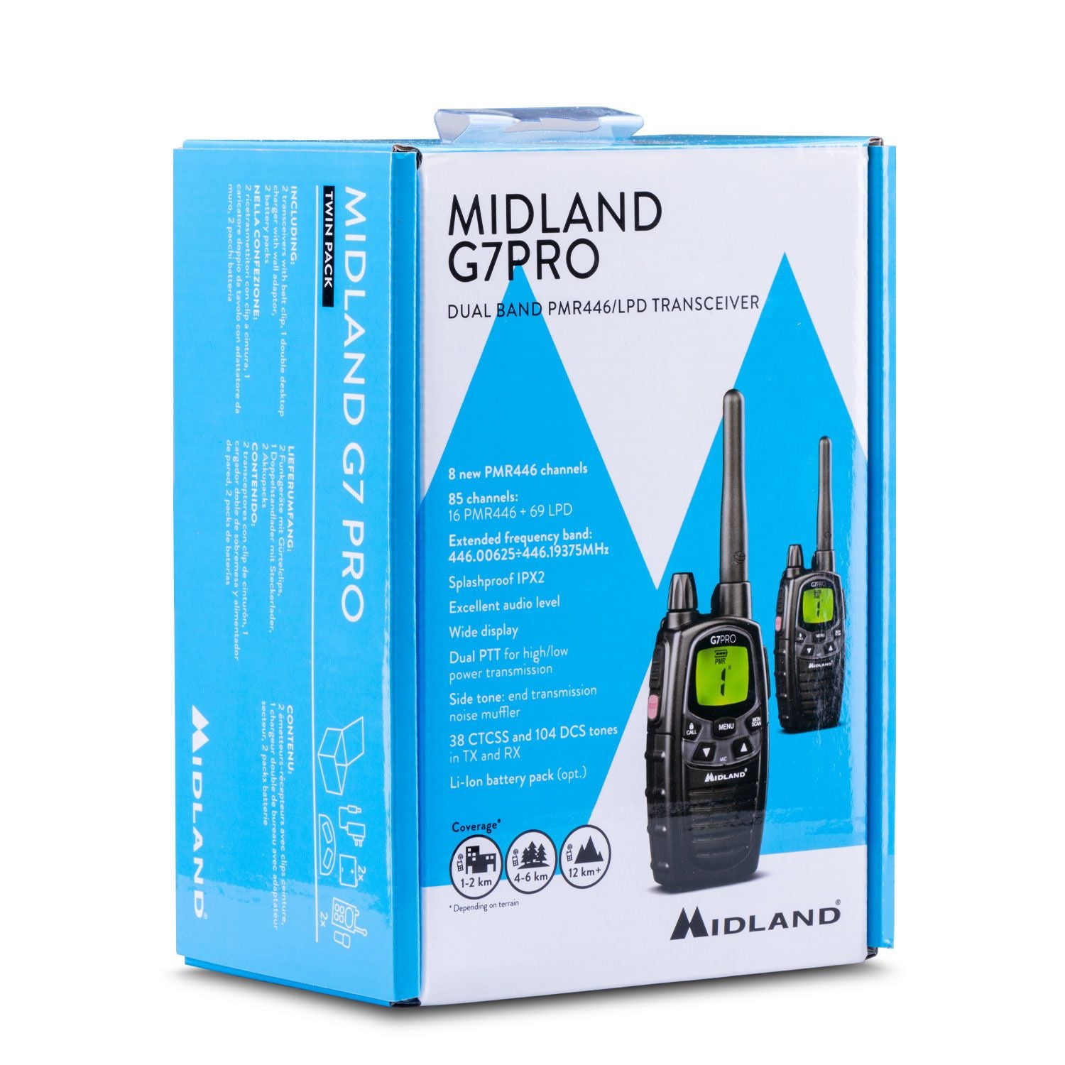 Midland G7Pro Twin – Funkgerät, PMR, 446 MHz, Schwarz