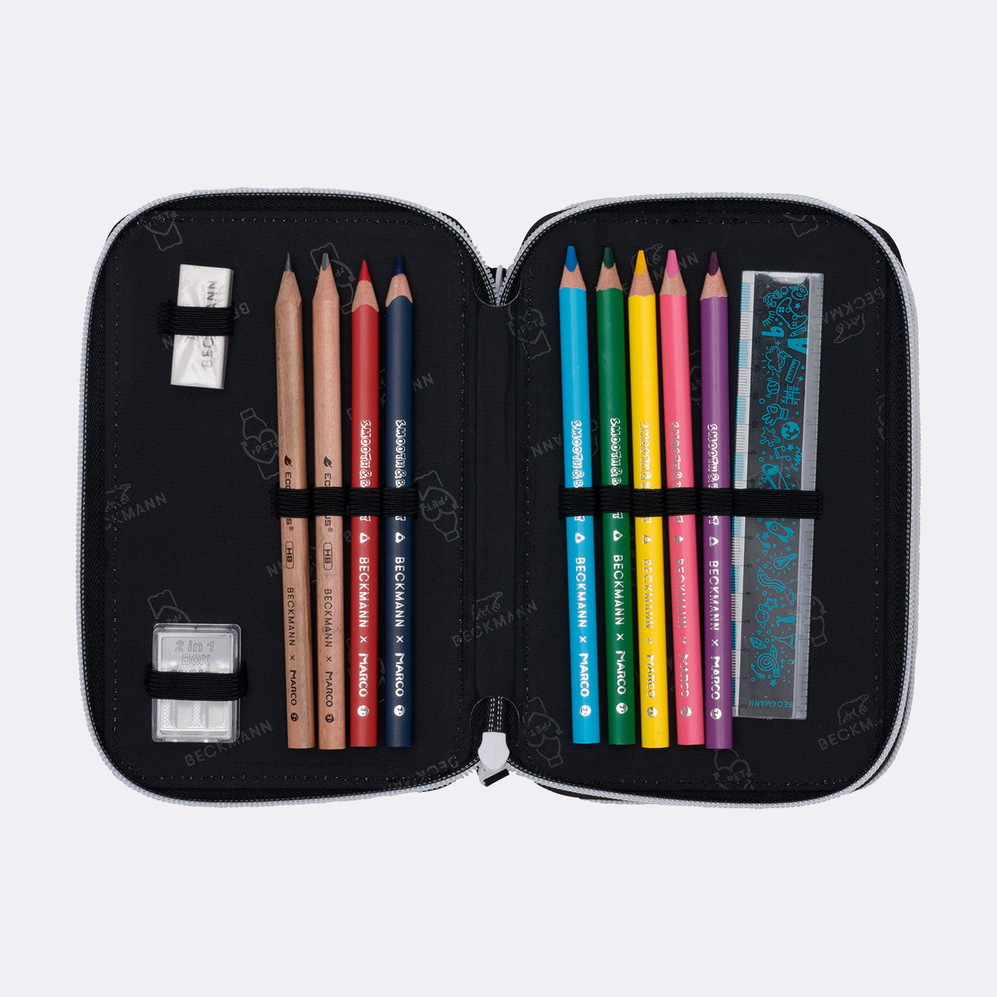 Beckmann Classic 1st Triple Etui, gefüllt, 27-teilig – Magic League – Kunststoff – 13 × 20,5 × 7 cm