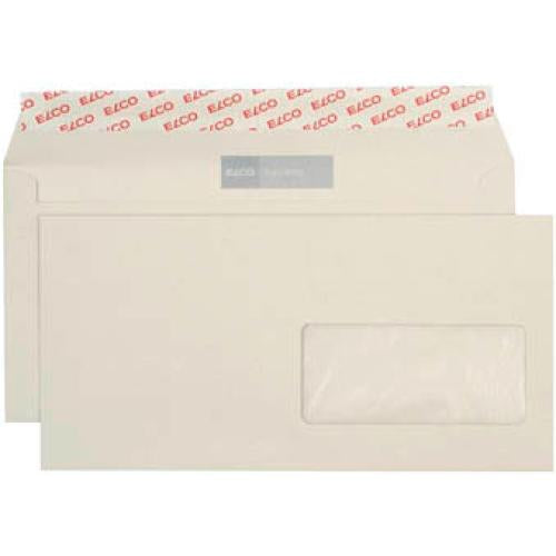 ELCO Couvert C6/5 (229 × 114 mm), mit Fenster, Haftklebend (Optifix), Grau, 100 g/m², Papier – 500 Stk.