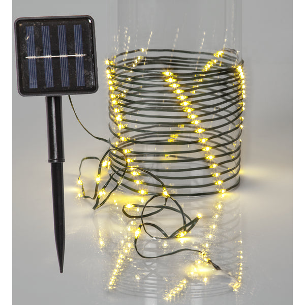 Star Trading Lichterkette Dew Drop Micr – 7,4 m – Warmweiss, 2700 K – IP44 – Solarbetrieb – 100 LEDs