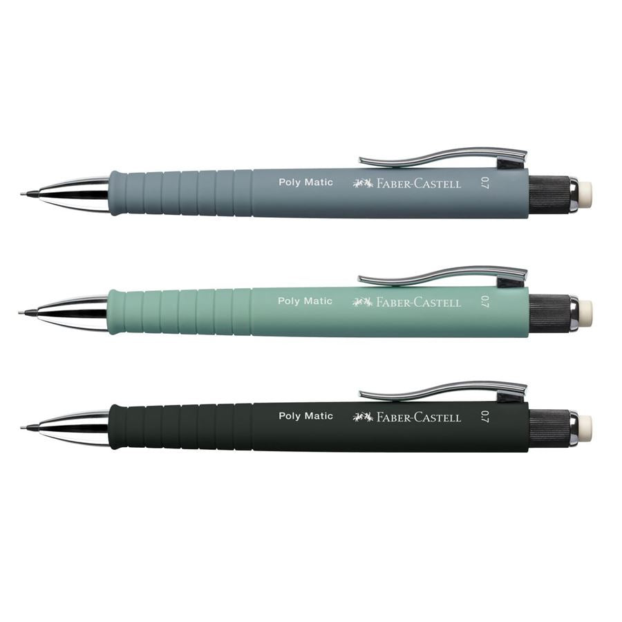 Faber-Castell PolyMatic Druckbleistift – 0,7 mm – Grau – mit Radierer