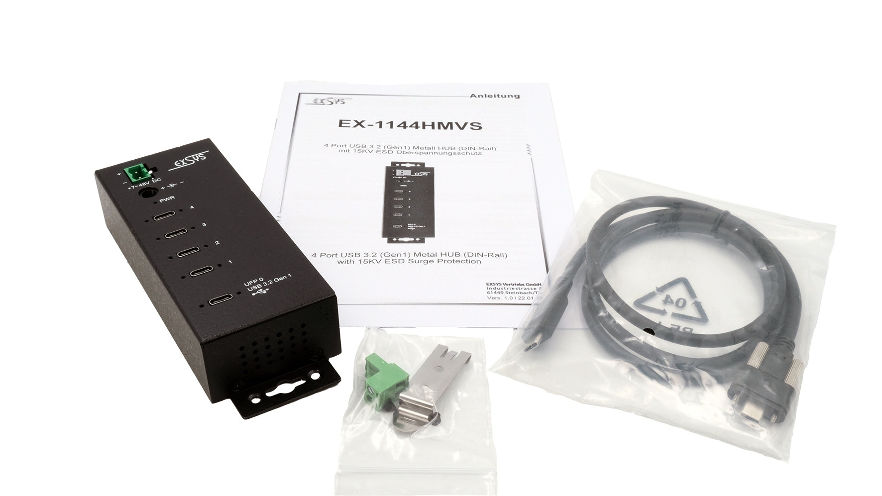 EXSYS EX-1144HMVS USB-Hub – USB-C, 4 Ports