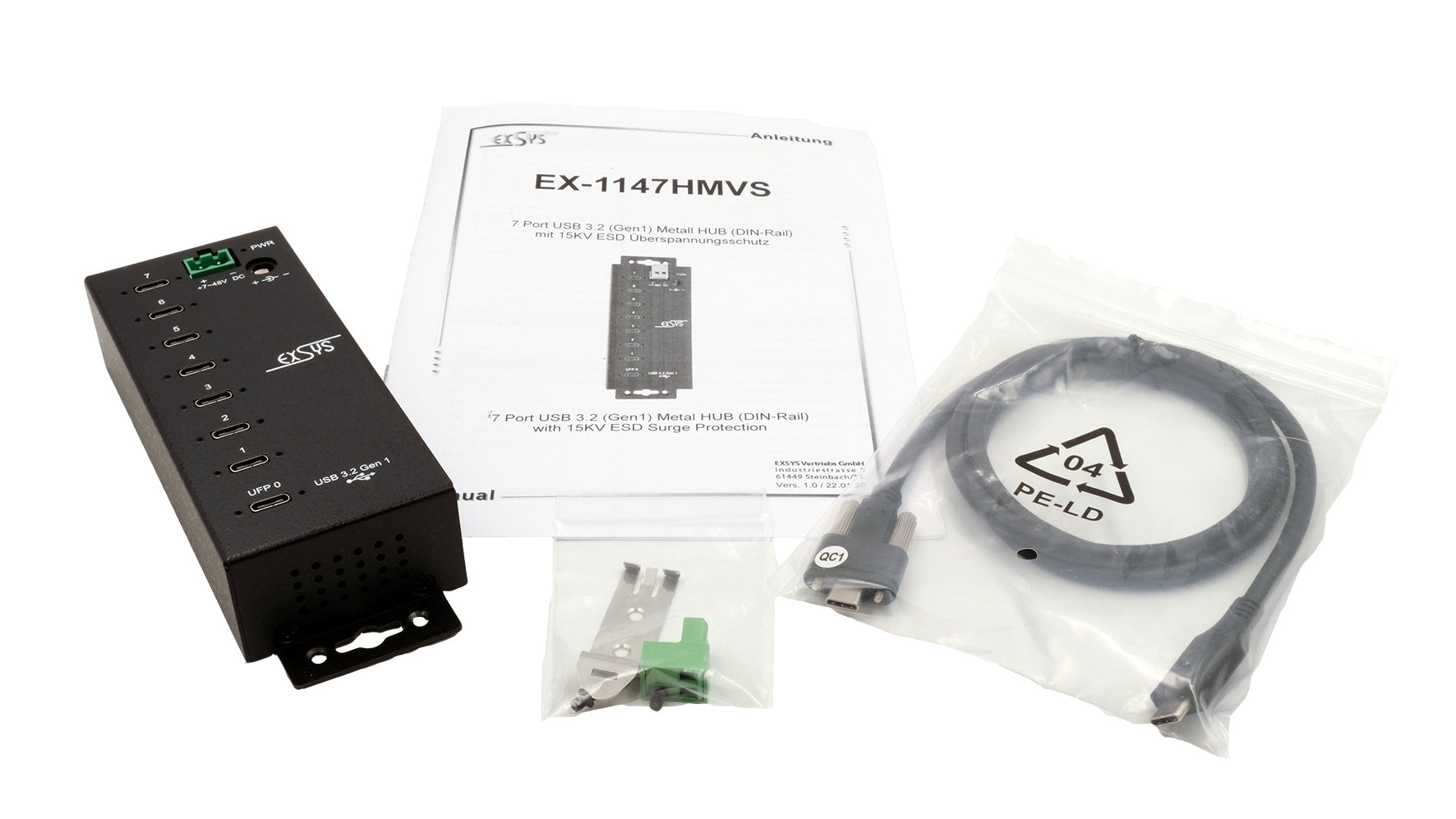EXSYS EX-1147HMVS USB-Hub – 7× USB-C, 5 Gbit/s