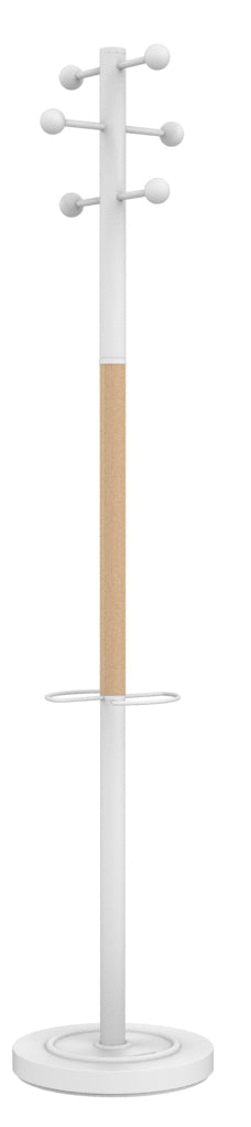 Unilux ACCESS Garderobenständer – mit Schirmhalter – Stahl – Weiss/Natur – 1'750 mm
