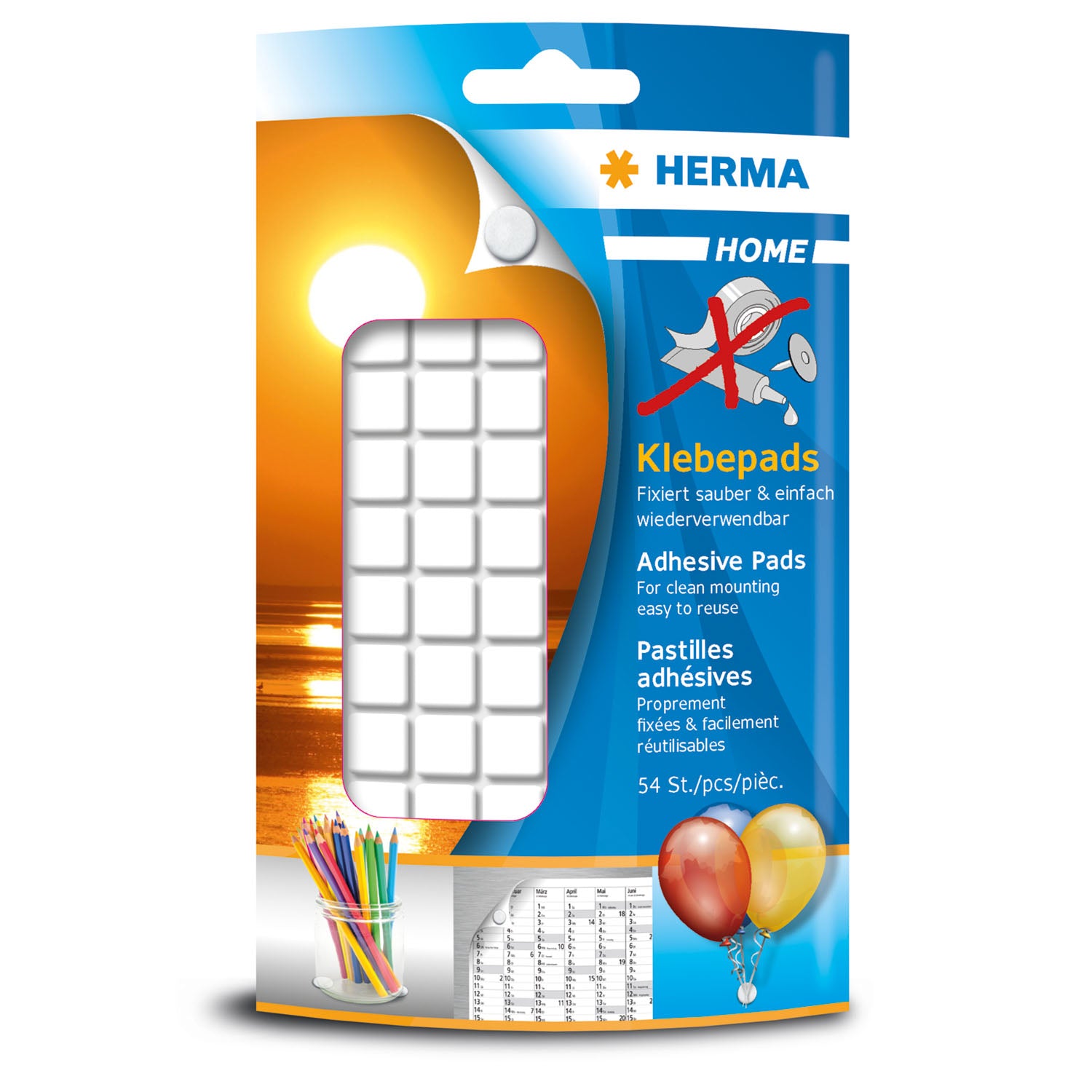 HERMA Klebepads – wiederablösbar, weiss, wiederverwendbar, für Dekorationen
