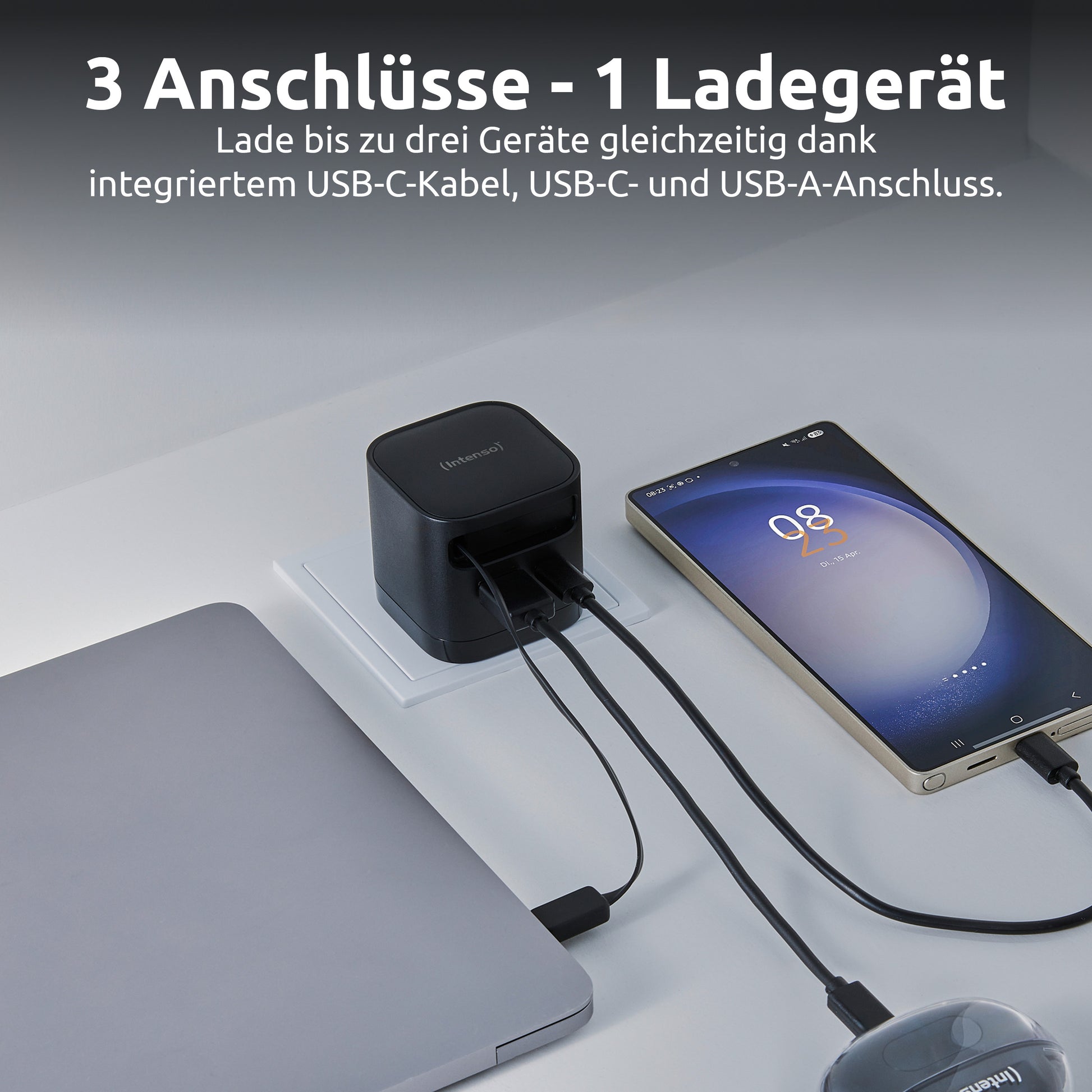 Intenso 7806520 USB-Ladegerät 65 W – GaN, PD 3.0/PPS/QC 4.0 – EU-Stecker (Typ C) – Schwarz