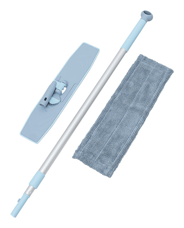 CREaCLEAN Flachwischer CrystalMop – 42 cm, Aluminium, Mikrofaser, Blau, 150 cm