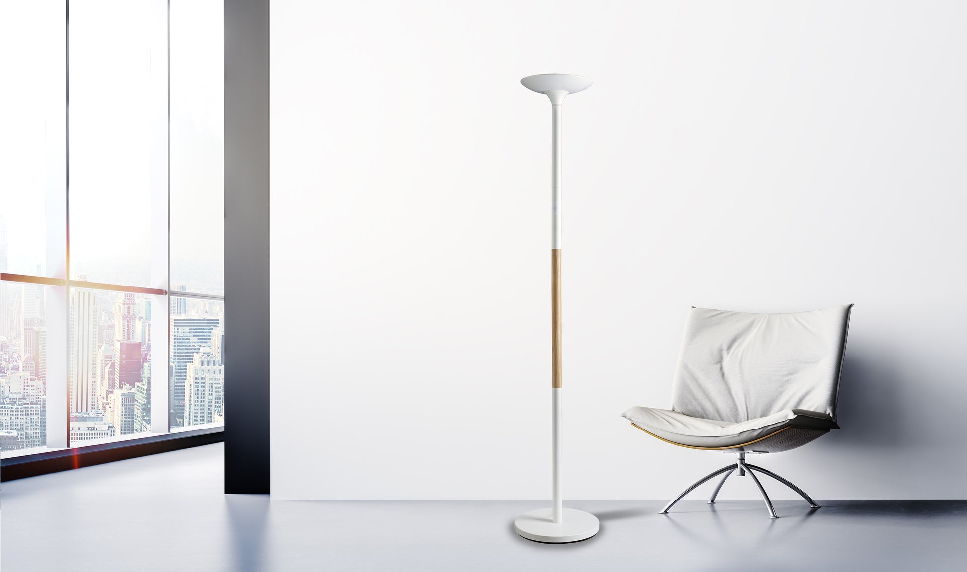 Unilux Stehleuchte Pryska – 4000 lm, 3000 K, dimmbar, 180 cm – Weiss