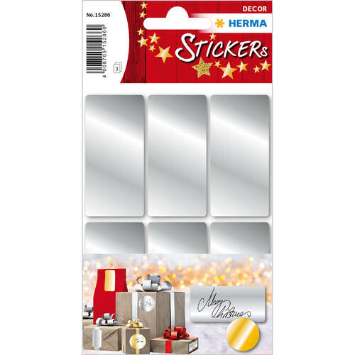 HERMA Schmucketiketten – 18 Stück – permanent – silber – 26 × 54 mm