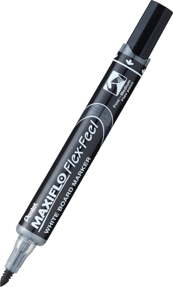 Pentel MAXIFLO Whiteboard-Marker – Pinselspitze 4,6 mm, Schwarz, 12 Stk., trocken abwischbar – für Whiteboards