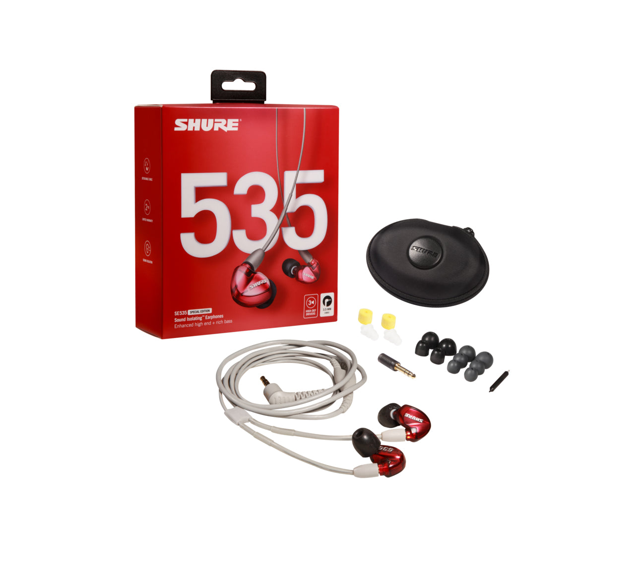 Shure SE535LTD-EFS – In-Ear Kopfhörer – Kabelgebunden, Sound-Isolating, Bühnen-Monitoring – Rot