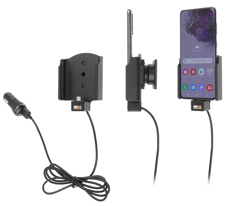 Brodit Auto-Ladegerät – 2× USB (QC 3,0A + 2,4A), Lüftungsschlitz – für Samsung Galaxy S20 (4G/5G) – Schwarz