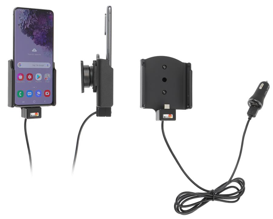 Brodit Auto-Ladegerät – 2× USB (QC 3,0A + 2,4A), Lüftungsschlitz – für Samsung Galaxy S20 (4G/5G) – Schwarz