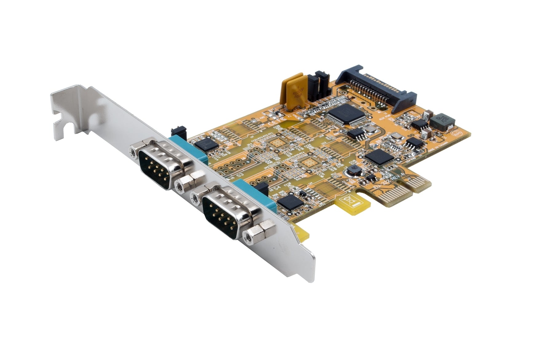 EXSYS EX-45032 PCIe-Karte – 2× RS-232/422/485, 300–921.6 kBaud, Full Profile – für Windows/Linux