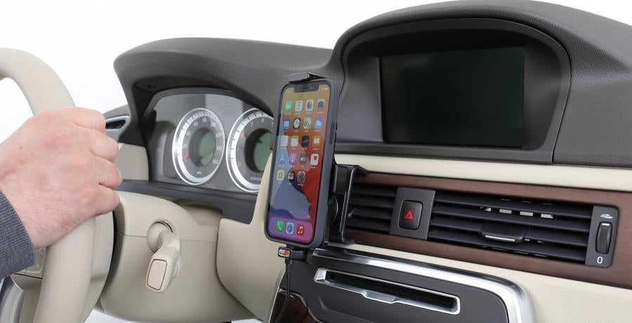 Brodit Active Mobileholder 721091 – Auto-Ladehalterung – Lüftungsschlitz, bis 88 mm, für Apple iPhone, inkl. Z