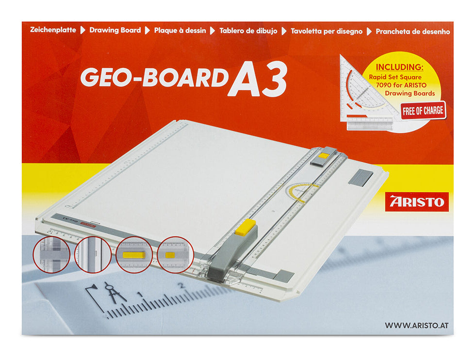 Aristo Zeichenplatte A3, Geo Board, Stop-&-Go-Mechanismus, Kunststoff, Weiss