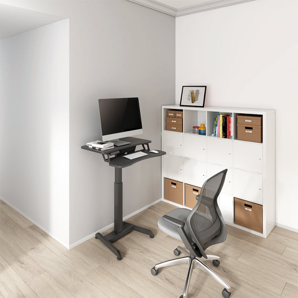 LogiLink Steh-/Sitz-Tisch – 80 × 62,7 cm, elektrisch höhenverstellbar, anthrazit, Stahl, Spanplatte