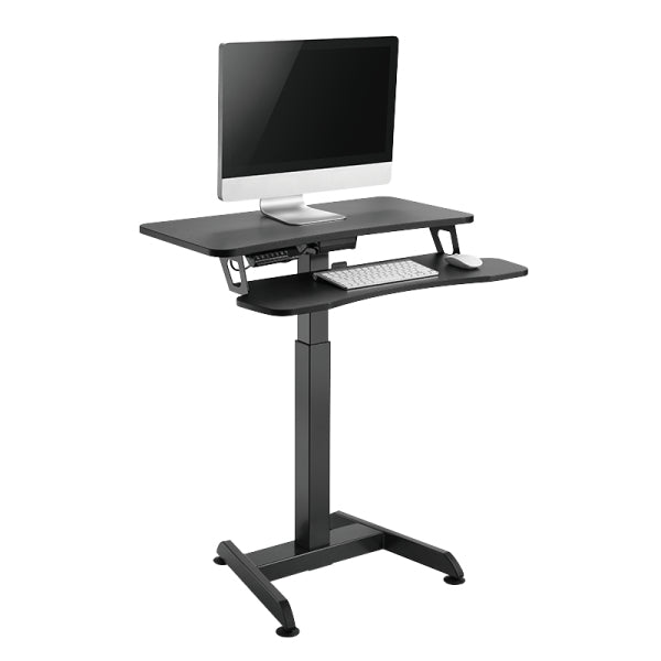 LogiLink Steh-/Sitz-Tisch – 80 × 62,7 cm, elektrisch höhenverstellbar, anthrazit, Stahl, Spanplatte