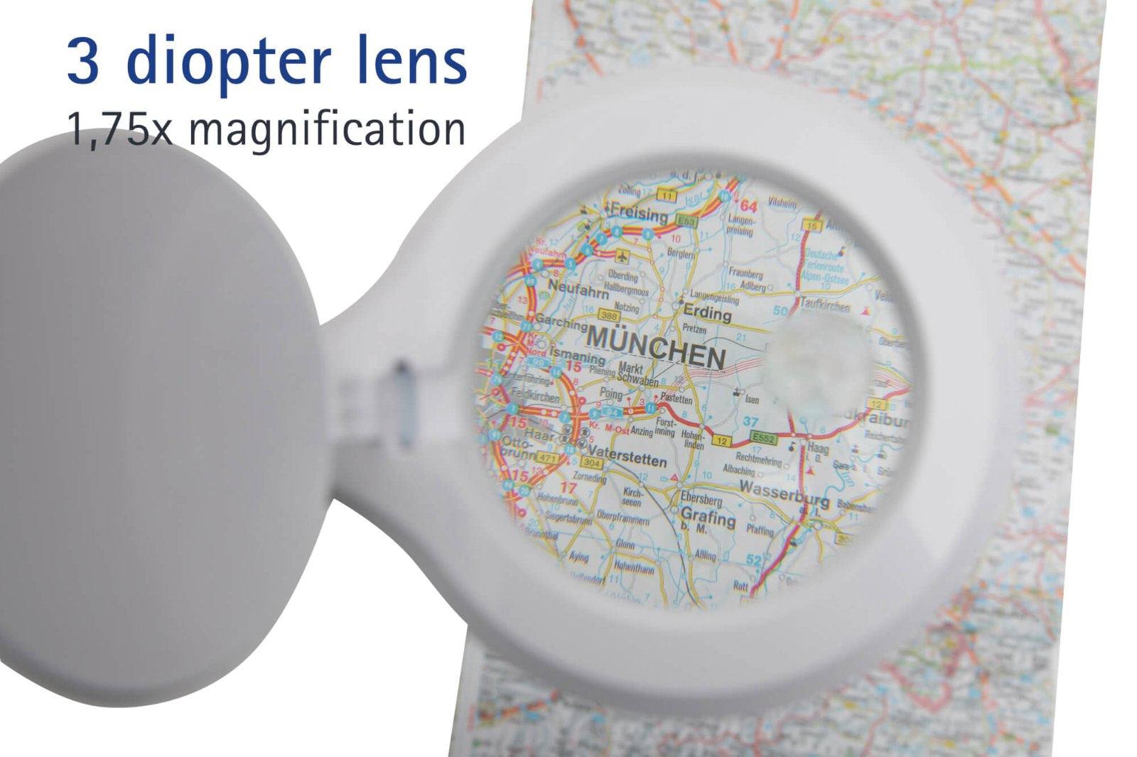 MAUL Leuchtlupe – 1,75× (Spot 4×) – Ø 100 mm – mit LED – weiss