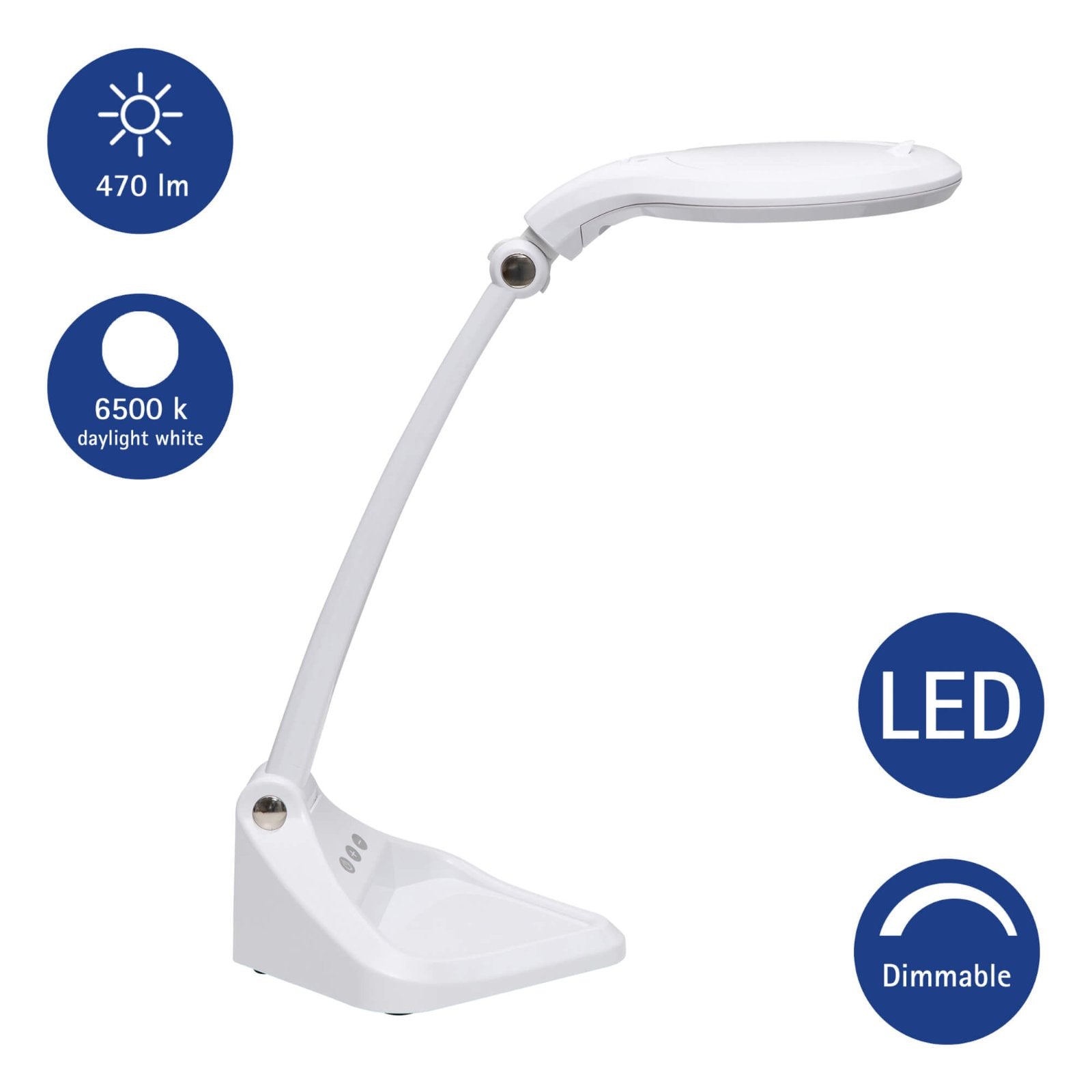 MAUL Iris LED-Lupenleuchte – 3 D, 1,75×, 502 lm, 6500 K, dimmbar – weiss