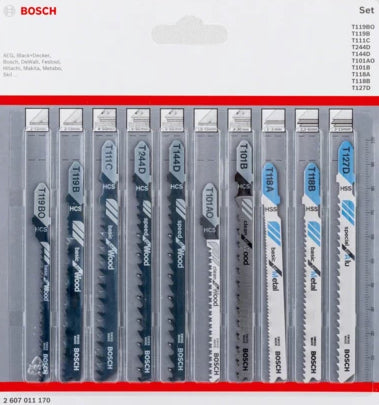 Bosch Professionelles Stichsägeblatt-Set – für Metall, Holz – 10 Stk